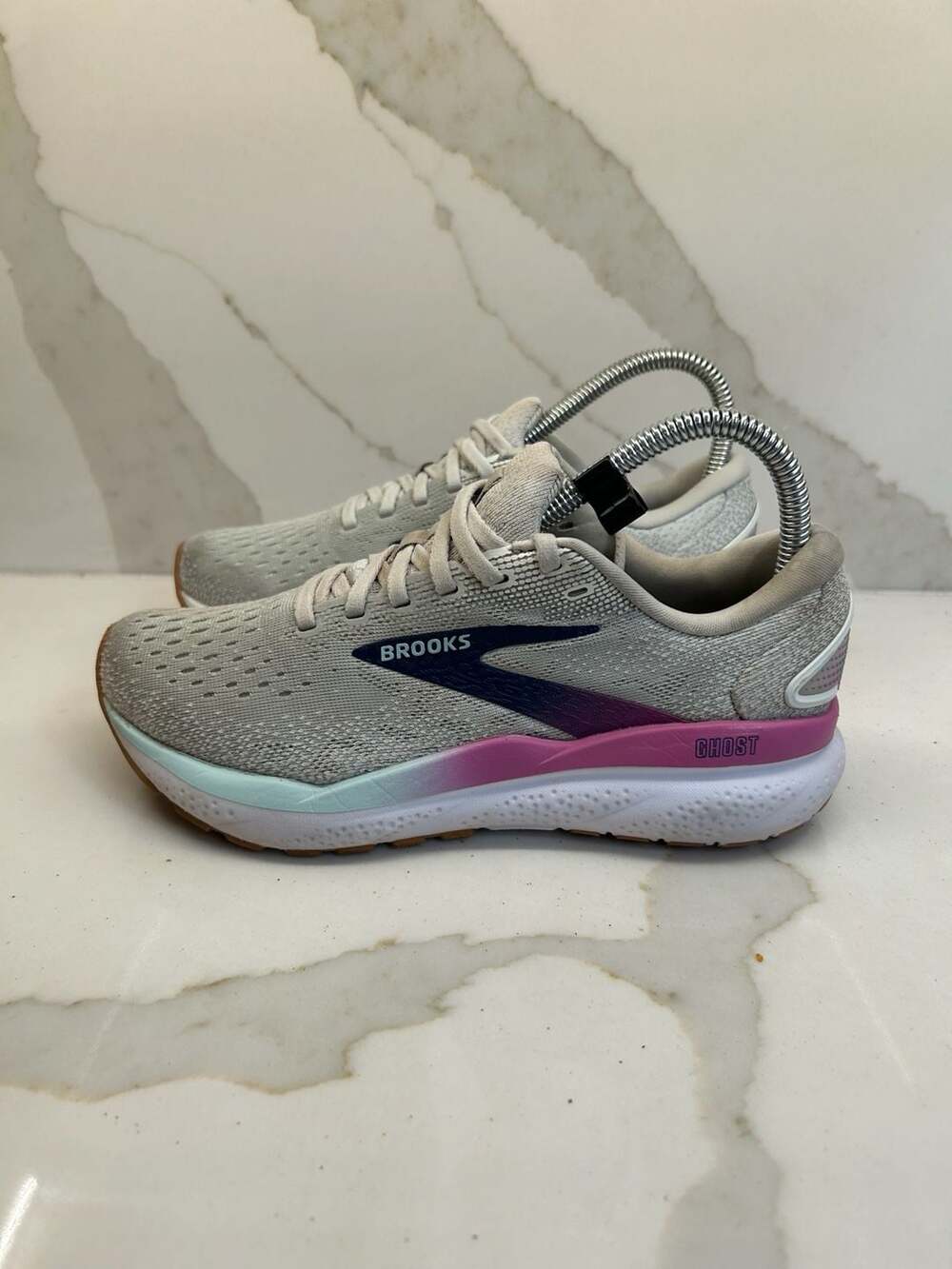 Brooks Ghost 16 Size 6 Grey Pink White Running Shoes